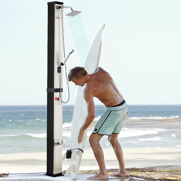 AMGYM Solar Outdoor Shower Mirror Stainless Steel Outdoor Solar Shower